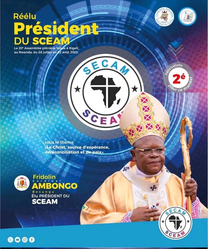 Afrique/Religion : le cardinal Fridolin Ambongo Besungu réélu Président du SCEAM